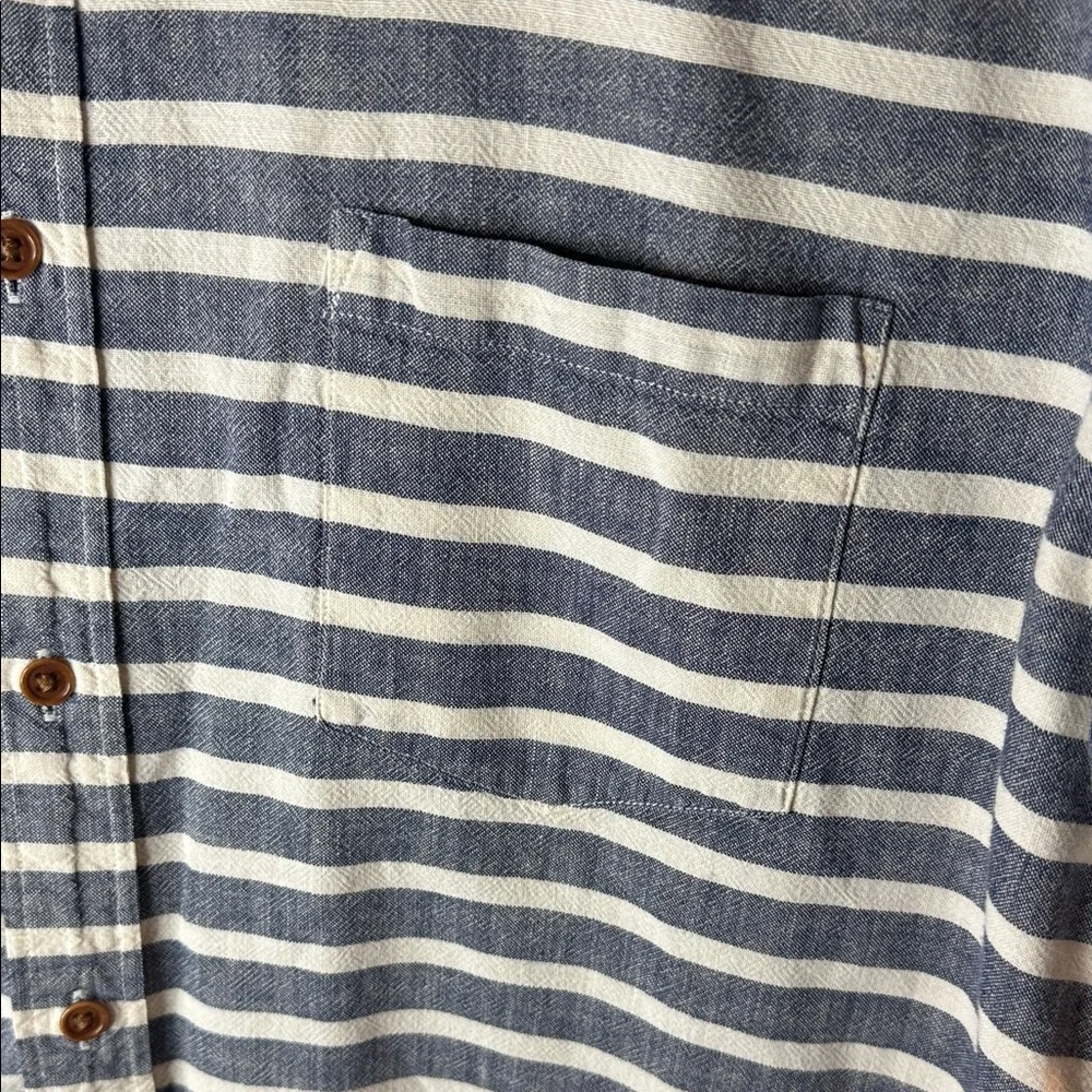 J.CREW Striped Men's Pocket Button Down - Blue and White XL
